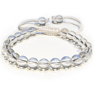 Adjustable Macrame String <b>Bracelet</b> <b>Clear</b> <b>Quartz</b> Crystal Bead with Carved Technique for Men and Women's Healing - Product Image 1