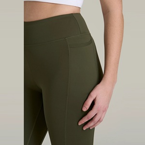 Side Pocket Seamless Yoga Pants Women High-Waisted <b>Tummy</b> <b>Control</b> Butt-Lifting High-Elasticity Spandex/Nylon Ankle-Length - Product Image 4