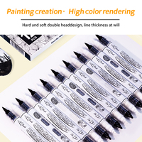 Ensemble de stylos de calligraphie à encre noire et blanche Guangna, marqueurs artistiques avec pointe pinceau et pointes flexibles, stylo en plastique