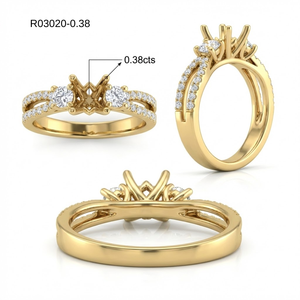 KING O KING Hong Kong, conception personnalisée, or jaune massif 18 carats, diamant véritable taille brillant classique, bagues semi-montées - Product Image 5