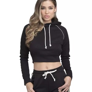 Sudadera corta de algodón con LOGO personalizado para mujer, chándal de manga larga para gimnasio, venta al por mayor - Product Image 3