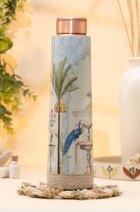 Botella de agua impresa minimalista con tapa, frasco de gimnasio de cobre puro para actividades al aire libre, proveedor de fabricante indio, novedad - Product Image 4