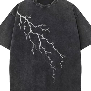 Camiseta Oversize Corta de Algodón Negra Vintage con Lavado Ácido y Efecto Desgastado por el Sol, con Estampado Puff Screen Printing, para Hombre - Product Image 6