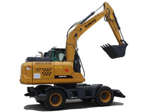 Excavatrice sur pneus SY50W avec boîte de vitesses, couple élevé, moteur Perkins 25 CV, charge maximale 5000 kg, usage agricole - Product Image 4