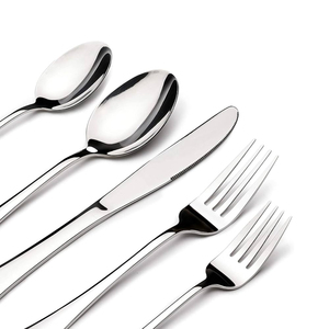 Ensemble de couverts 6 pièces en acier inoxydable au design moderne – Fourchette, couteau, cuillère, baguettes – Compatible lave-vaisselle – Vaisselle de buffet - Product Image 5