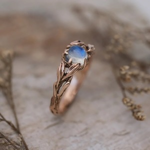 June Birthstone Handmade Blue Moonstone & Rainbow Gemstone Sterling Silver <b>Indian</b> Seller's <b>Ring</b> Rhodium Plated & Gold Plated - Product Image 4