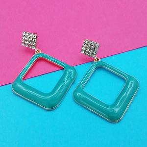 Kriaa <b>Blue</b> Meenakari Dangle Earrings Gold Plated with Austrian Stones 1314120B Fashion Jewelry - Product Image 1