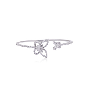 Bracelet manchette réglable ouvert design papillon Vintage S925 argent Sterling Zircon naturel pierre précieuse plaqué or Bracelet cadeau - Product Image 2