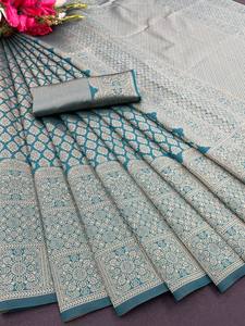 ผ้าไหม BANARASI SAREE/ SARI งาน JACQUARD เต็มรูปแบบ BANARASI SILK SAREE PALLU SILK SAREE โดยการสร้าง MEETALI - Product Image 6