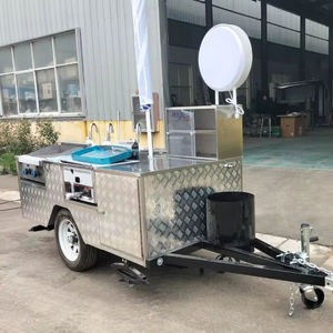 Chariot à hot-dogs en acier inoxydable et aluminium avec réfrigérateur pour la restauration rapide, camion de cuisine mobile (garantie 3 ans) - Product Image 1