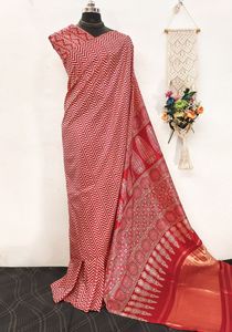 Exclusif Gaji Modal Avec Ajarkh Imprimer Saree Femme Mode Usine En Gros Fabricant Et Fournisseur De Surat - Product Image 6