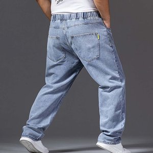 กางเกงยีนส์ทรงตรงเอวยางยืดสำหรับผู้ชาย, กางเกงยีนส์ทรงหลวมมีกระเป๋า - Product Image 4