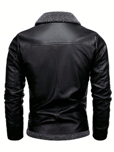 Veste en cuir d'agneau véritable noir pour homme Vestes en cuir de moto marron véritable vintage pour homme - Product Image 3