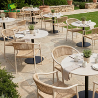 Chaise de salle à manger d'extérieur en aluminium avec structure en corde tressée, résistante aux intempéries, pour jardin, restaurant, café, hôtel