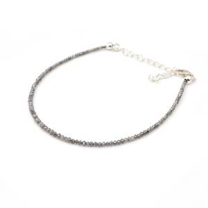 Bracelet de perles facettées grises en forme de rondelle 1,8-2,2 mm, avec breloque ou bracelet de type grenat, améthyste, quartz, perle, jade - Product Image 3