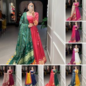 Elegant Gaji Silk Lehenga Choli avec Bandhej-Patola Dupatta Stitched Ghaghara Festival Choli pour femme - Product Image 6