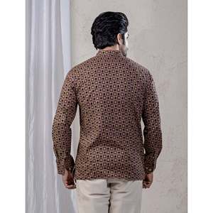 Kurta court en coton imprimé décontracté pour hommes avec manches longues - Product Image 6