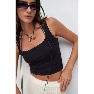 Sous-vêtement à bretelles épaisses avec détails en dentelle à rayures - Product Image 2