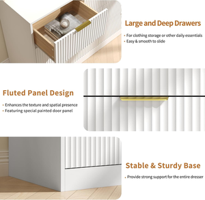 JIAMEIJIA <span class=keywords><strong>Commode</strong></span> moderne blanche à 7 tiroirs avec façade côtelée <span class=keywords><strong>et</strong></span> poignées dorées – Vente en gros - Product Image 3
