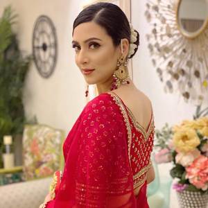 Nuevo Sari Reversible de Seda Organza Roja para Bodas y Fiestas Festivas - Product Image 3