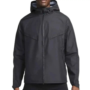 Men's High Quality Coated Winter Windbreaker <b>Racer</b> <b>Jacket</b> with Zipper Closure Waterproof Polyester Front Logo Streetwear - Product Image 2