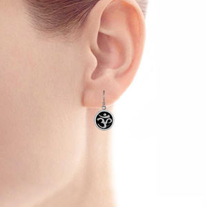 Pendientes de Plata de Ley con Diseño Religioso OHM, Pendientes Largos de Plata de Ley Hechos a Mano, Regalo Elegante para Ella, Venta al por Mayor - Product Image 3