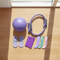 Kit d'équipement de yoga et de Pilates, anneau magique, ballon d'exercice, bandes d'étirement, chaussettes antidérapantes, entraînement de fitness, ensemble d'entraînement de flexibilité