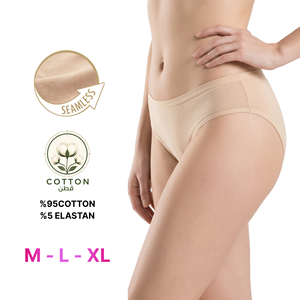 กางเกงชั้นในบิกินี่ไร้ตะเข็บสำหรับผู้หญิง ผ้าฝ้ายสีพื้น เอวกลาง ไซส์ M L XL - Product Image 2