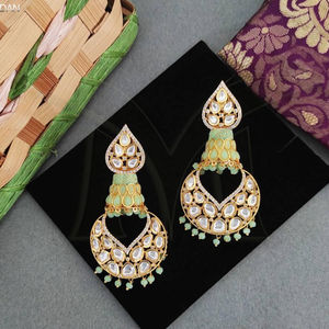 Conjuntos de joyería de kundan, joyería India, de diseño pulido de oro alto, ropa de fiesta de forma redonda, hermoso diseño de lujo, pendientes Kundan - Product Image 1