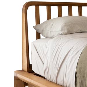 Estructura de Cama Moderna de Madera de Teca Sólida con Cabecera de Estilo Nórdico, Muebles de Dormitorio Duraderos en Tamaño King y Queen para Villa u Hotel - Product Image 5