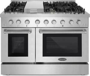La mejor oferta para la nueva cocina de doble horno de doble combustible Lumin Collection 48 de 6.7 pies cúbicos con 6 quemadores sellados - Product Image 6