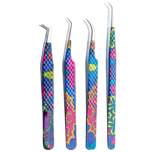 Ensemble de pinces à cils de haute qualité, design dernier cri, pointe droite et courbée, professionnel, volume des cils, ensemble de 4 pièces - Product Image 1