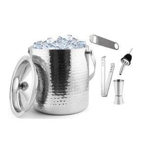 Cubo de hielo creativo simple de acero inoxidable con asas acabado dorado utilizado para contenedor de hielo y enfriador de vino - Product Image 1