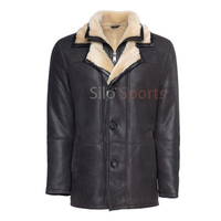 Veste d'hiver pour homme la plus vendue de l'usine OEM, en cuir de mouton noir, col en fourrure de renard, grande taille, respirante, tricotée