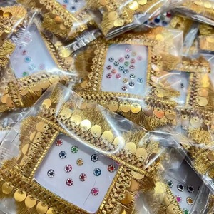 หนังสือสติกเกอร์อินเดียหลากสี Bindis อัญมณีหน้ากลม & อัญมณีศิลปะร่างกายคริสตัลแบบดั้งเดิมสำหรับ Sangeet Pooja และชุดปาร์ตี้ - Product Image 3