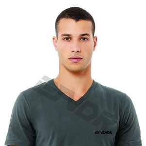 Vente en gros d'usine de t-shirts en coton avec col en V pour hommes t-shirts basiques avec impression de logo personnalisé t-shirts vierges avec col en V pour hommes - Product Image 4