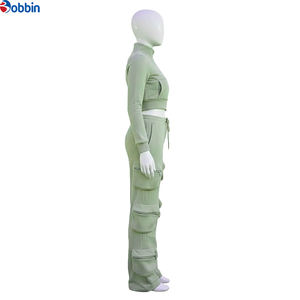 Conjunto Deportivo Informal de Moda para Mujer, Corte Ajustado, 100% Algodón, Felpa, con Múltiples Bolsillos con Cremallera y Logotipo Personalizado - Product Image 2