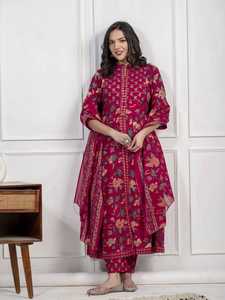 2025 recién llegados ropa india y paquistaní mujeres melocotón algodón estampado Kurta con Palazzo diseñador tradicional ropa de fiesta - Product Image 3