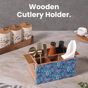 Decorative Wooden Printed <b>Utensil</b> Holder Affordable Stand for Clean Kitchen Arrangement Natural Wood Printed <b>Utensil</b> Holder - Product Image 2