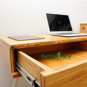 BB002a <b>Simple</b> Design Office <b>Desk</b> with Bookshelf Durable Laminated Bamboo Wood 120x60x75 (cm) with Storage Feature - Product Image 4
