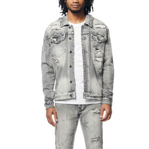 Conjunto de Pantalones y Chaqueta de Mezclilla para Hombre, Estilo Hip Hop, Diseño Sólido, Bordado, Transpirable, Colores Personalizados, 100% - Product Image 2