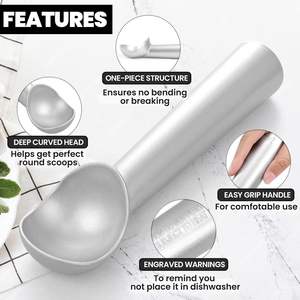 Cuillère à glace professionnelle en aluminium robuste, antiadhésive, résistante au lave-vaisselle, construction métallique - Product Image 2