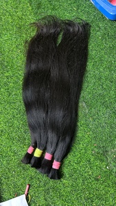 Cheveux humains vierges indiens naturels ondulés Remy 24 pouces Extensions de qualité supérieure Double trame naturelle Noir toutes les couleurs pour perruques - Product Image 3