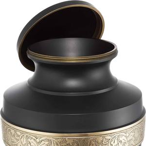 Urna de cremación de Metal clásica hecha a mano de alta calidad de Color negro, ataúd de esmalte fino para mascotas con suministros funerarios para cenizas - Product Image 5