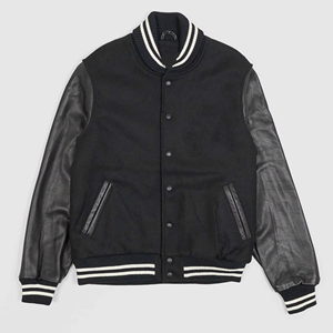 แจ็คเก็ตเบสบอลหนังแฟชั่นใหม่สไตล์วินเทจ ปักอักษรแบบ Letterman  งานปักเชนิลล์คุณภาพสูง สำหรับผู้ชาย - Product Image 4