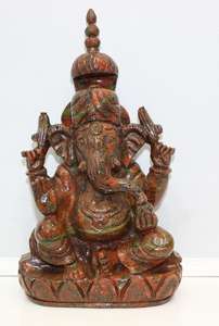 รูปปั้นพระพิฆเนศแกะสลักจากอัญมณีอูนาไคต์แจสเปอร์ งานฝีมือธรรมชาติ ความสูง 6 นิ้ว ผลิตในอินเดีย รูปปั้นรูปพระพิฆเนศจาก Rudra Gems คริสตัลบำบัด - Product Image 6