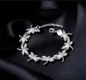 Brazalete de libélula de Plata de Ley 925, brazalete de la suerte para mujer, regalo de joyería para ella - Product Image 2