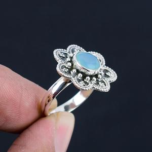 Anillo hecho a mano de Plata de Ley 925 Aqua Chalcedony, joyería fina de diseñador único para mujer, ropa de fiesta, anillo de regalo de cumpleaños y boda - Product Image 2