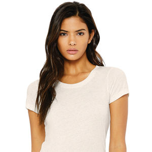 T-Shirt manches courtes femme 50% Polyester 25% Airlume en coton peigné et anneau 25% rayonne 40 simple 3.8 oz avoine Triblend - Product Image 4