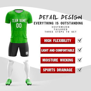 Conjunto de uniforme de fútbol con logotipo personalizado de alta calidad, nuevo estilo, camiseta de entrenamiento de fútbol de poliéster verde para adultos, camiseta de fútbol Unisex - Product Image 1